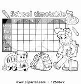 Timetable School Grayscale Bus Weekly Boy Illustration Visekart Royalty Clipart Vector Poster Print 2021 sketch template