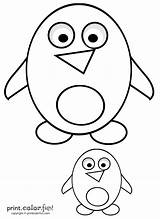 Big Little Cartoon Penguins Cute Color Penguin sketch template