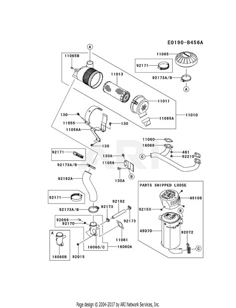 kawasaki fxv bs  stroke engine fxv parts diagram  air filtermuffler