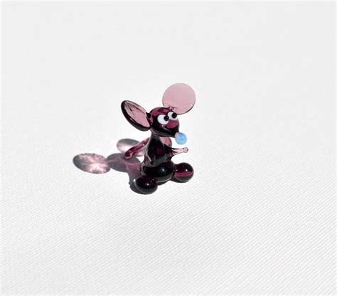 Cute Purple Glass Mouse Whimsical Lamp Work Miniature Etsy