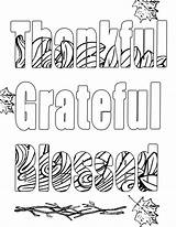Coloring Blessed Grateful Thankful Printable Thanksgiving sketch template