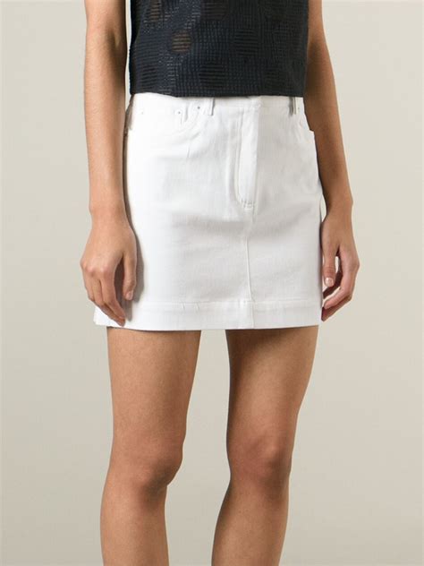 lyst kenzo denim mini skirt in white