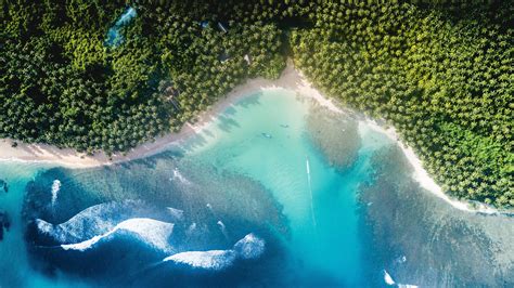 tropical beach aerial view uhd  wallpaper pixelz