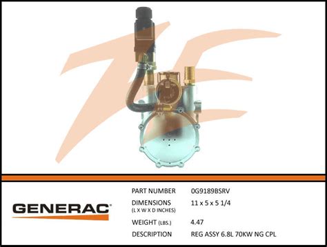 generac gbsrv fuel regulator assembly  kw ng ziller electric