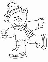Bear Coloring Ice Pages Printable Skates Cute Skating Winter Washing Machine Kids Christmas Print Skater Teddy Color Pattern Para Do sketch template