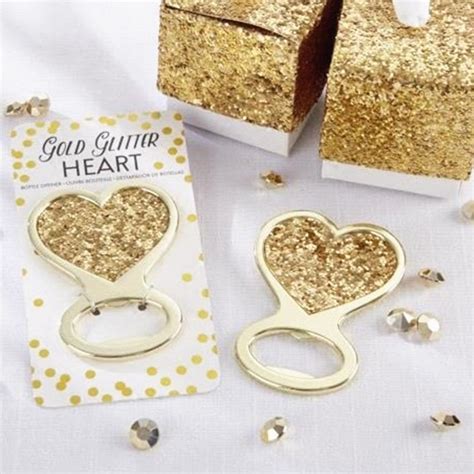 wedding party favor ts and giveaways for guests gold glitter heart