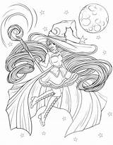 Coloring Witch Pages Adult Fairy Dragon Printable Etsy Lady Pdf Digital Cute Books sketch template