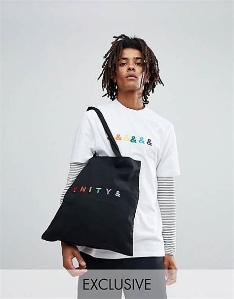 asos design  glaad tote bag  unity embroidery  black asos