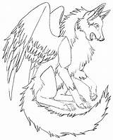 Wolves Winged Getdrawings Paintingvalley Coloring sketch template