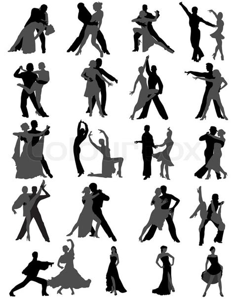Silhouettes Of The Dancing Couples Different Styles Of Dance Stock