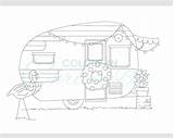 Caravan Camper Colouring sketch template