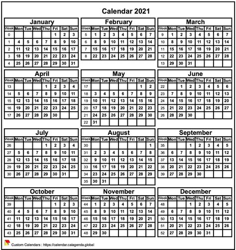 calendar  print mini format