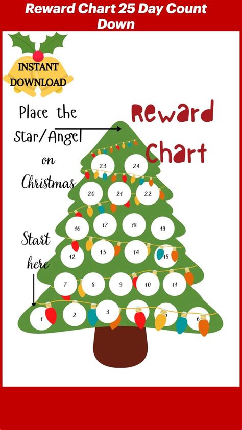 christmas reward chart  day count   stickers santa crafts