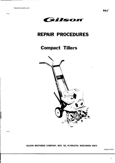 gilson compact tiller front tine repair manual  manuals