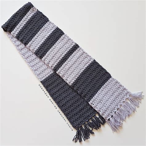 simple grey striped scarf pattern oombawka design crochet