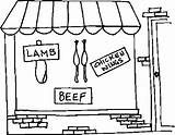 Shop Coloring Pages Meat Butcher Buildings Architecture Printable Kids Kb 56kb 526px sketch template