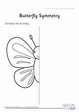 Symmetry Butterfly Worksheet Worksheets Activity Butterflies Wings Minibeast Animals Village Explore Activityvillage sketch template