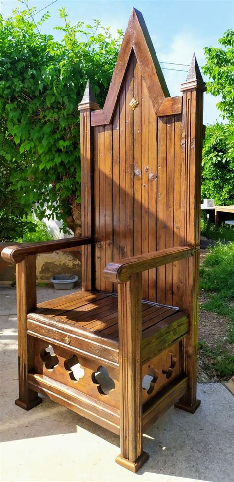 medieval wooden throne throne chair art chair thrown chair