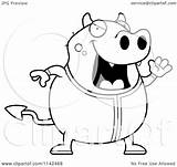 Devil Pajamas Chubby Waving His Clipart Cartoon Cory Thoman Outlined Coloring Vector 2021 sketch template