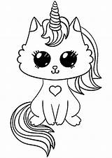 Coloring Unicorn Kitty Pages Kitten Printable Magic sketch template
