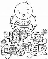 Easter Happy Coloring Color Chick Print Illustration sketch template