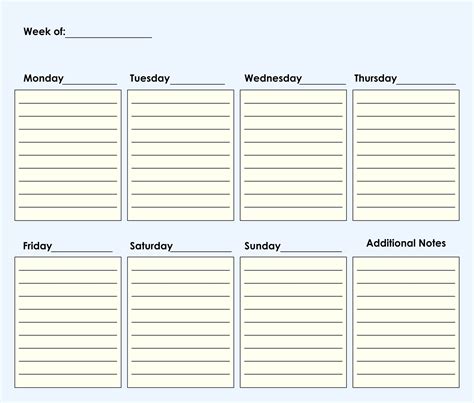 blank printable weekly calendars templates