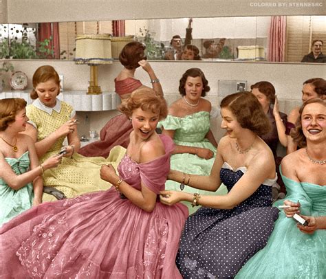 House Party 1950 Colorized Vintage Outfits Historical Photos