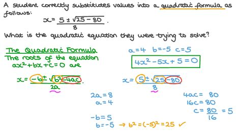 question video finding  original quadratic equation   values    quadratic