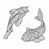 Koi Carpe Poissons Carp Adultes Vissen Coloriages Karper Volwassenen Koikarper Vis Erwachsene Scherpe Lijnen Karpfen Zentangle Alexanderpokusay sketch template