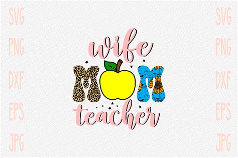Wife Mom Teacher Graphic By Craft Sublimation · Creative Fabrica
