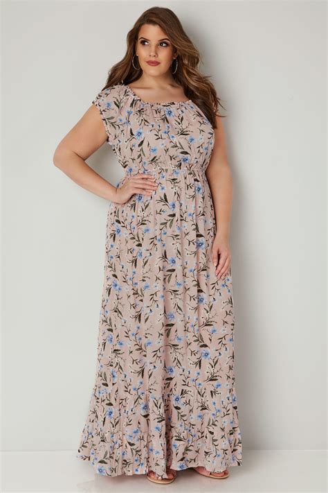 light pink floral maxi dress plus size 16 to 36