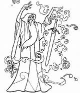 Wizard Merlin Sword Sorcery sketch template