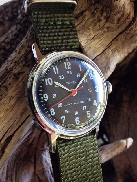 vintage  timex military style sprite mens mechanical  fully serviced timex