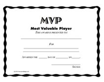 printable mvp  valuable player awards certificates templates