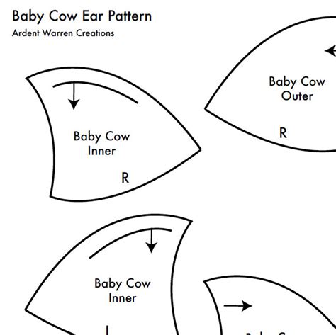 baby cowfawn ear digital printable pattern  making faux etsy