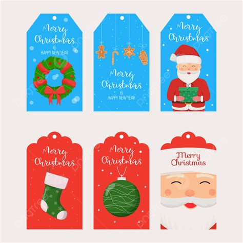 set  christmas gift tags merry hang greeting png  vector
