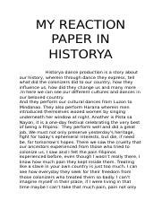 ap reaction paper historyadocx  reaction paper  historya