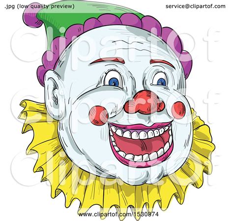clipart of a sketched circus clown face royalty free vector