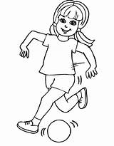 Coloring Running Pages Girl Soccer Popular Ball sketch template