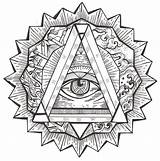 Eye Seeing Tattoo Mandala sketch template