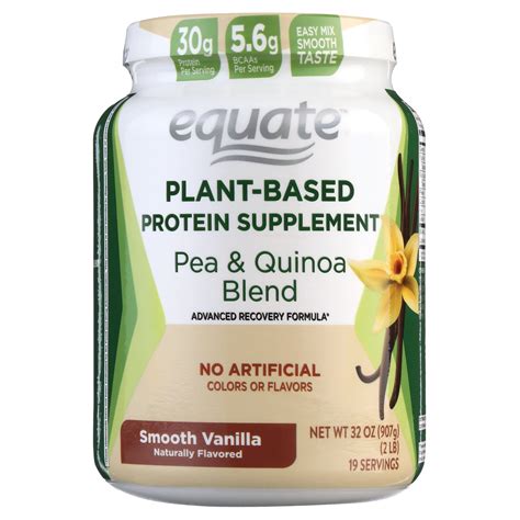 Equate Plant Based Protein Supplement Smooth Vanilla 2 Lbs