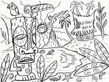 Hawaiian Tiki Ausmalen Buch Coloringhome sketch template