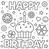 Birthday Coloring Printable Happy Cards Kids Pages Print Adults sketch template