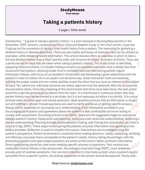 patients history  essay