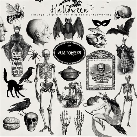 black  white  vintage halloween printables