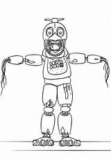 Coloring Fnaf Chica Nightmare Printable Nights Five Pages Freddy Freddys sketch template