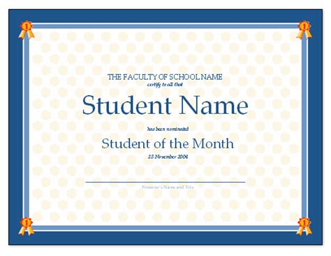 certificate  student   month  certificate templates