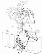 Coloring Pages Muslim Book Muslimah Intro First Palm Hijabi sketch template