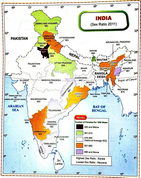 India Map Population Density Sex Ratio Census 2011 Annual Rainfall