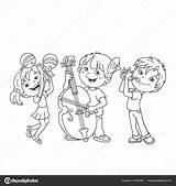 Coloring Musical Children Outline Playing Instruments Illustration Kids Stock Book Drawing Depositphotos sketch template